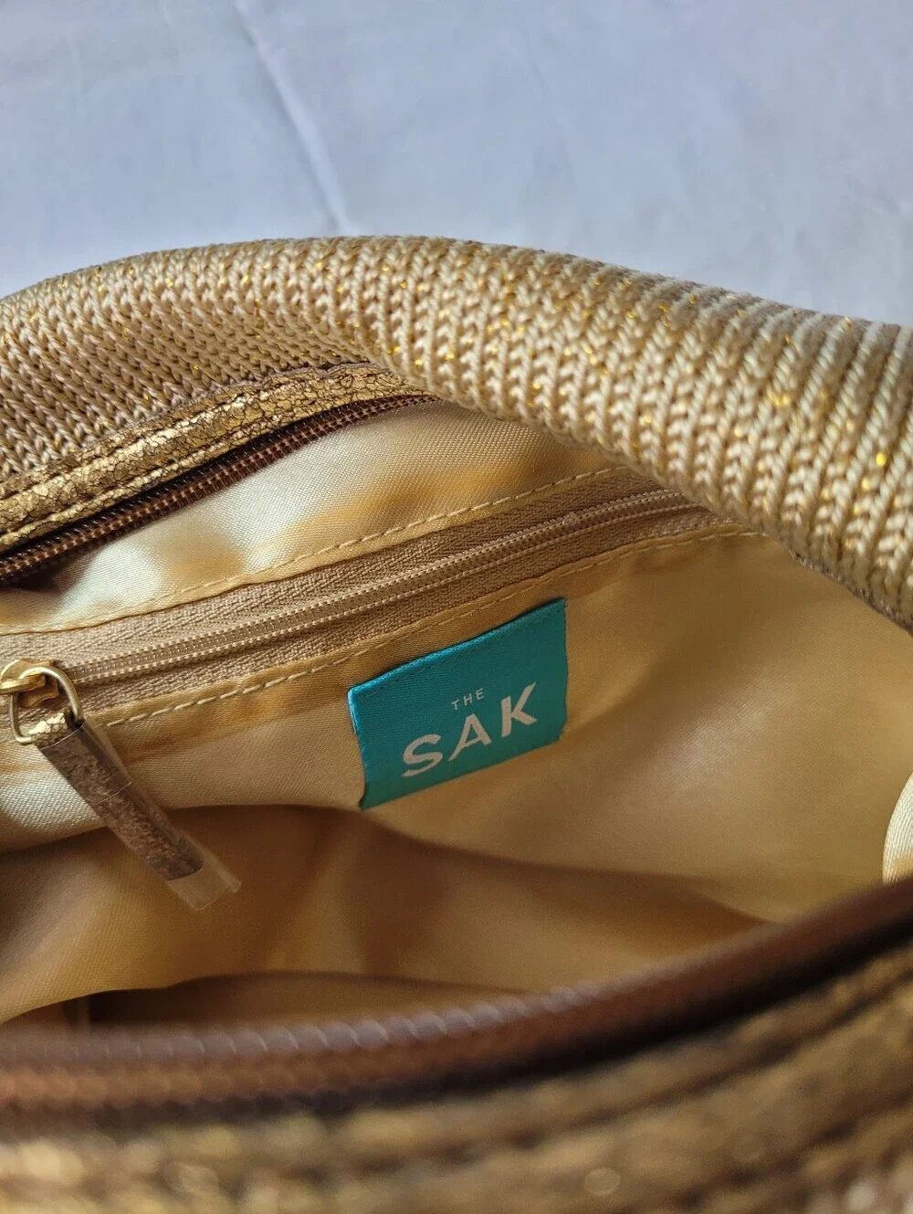 The Sak Woven Gold Shoulder Bag - Elegant Everyday Tote